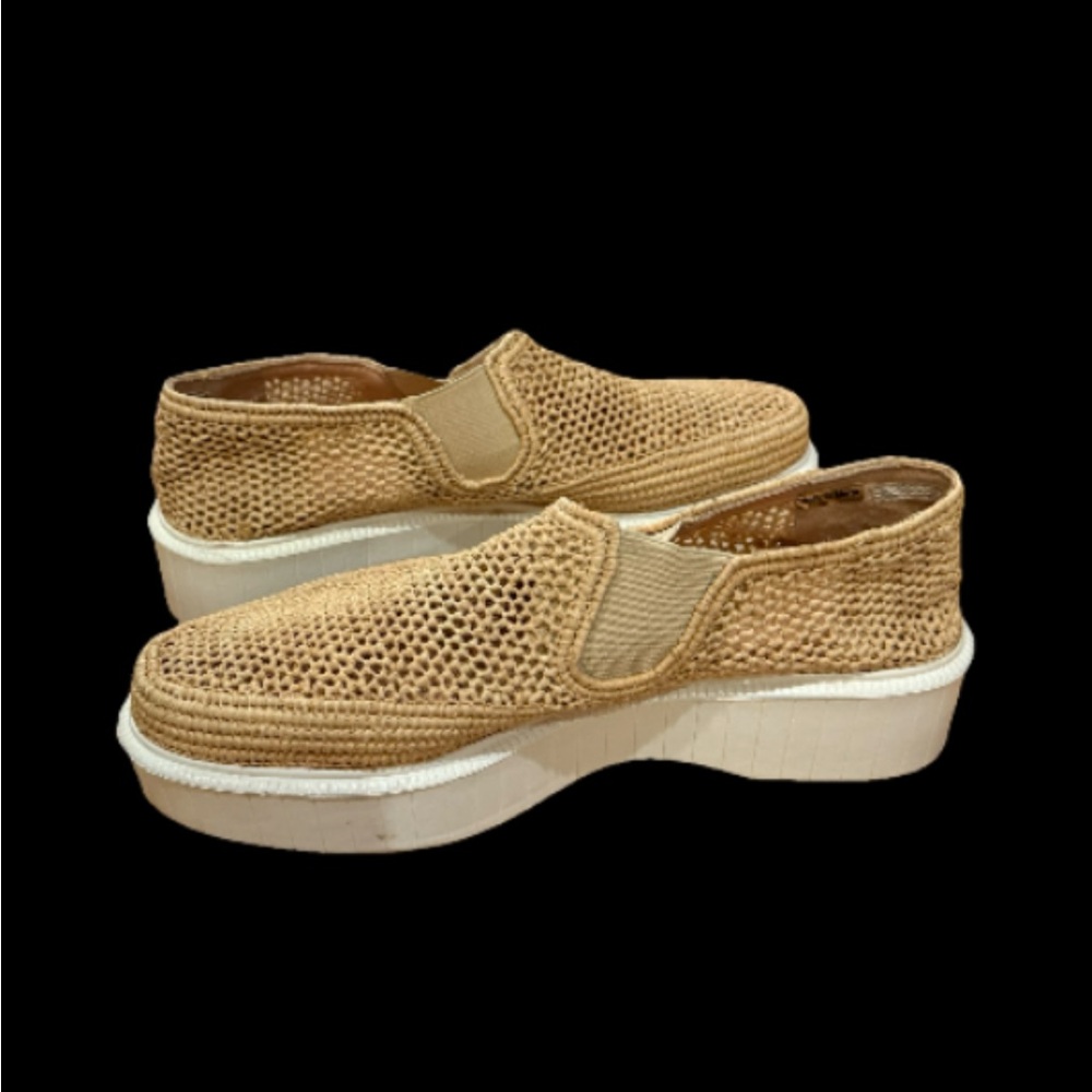 Robert Clergerie Natural Woven Raffia Slip On Flats Size 38/7.5 - Picture 3 of 14